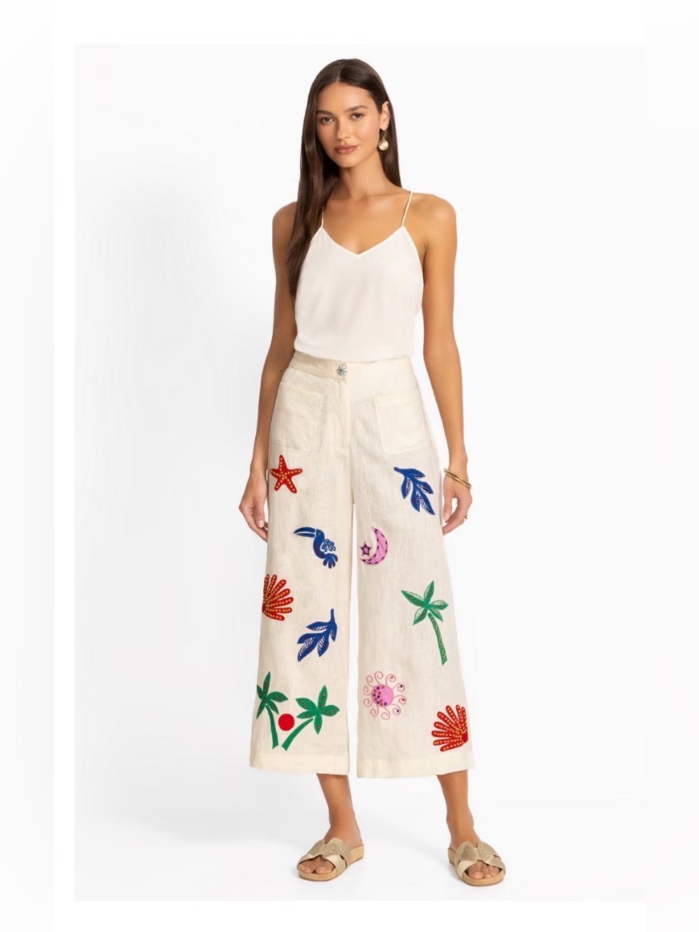 Johnny Was DELORES WIDE LEG PANT Ecru NWT $350
